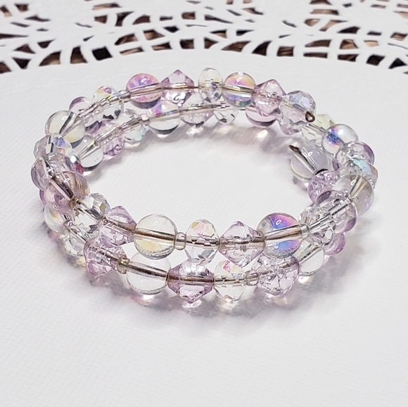 AB mixed bracelet Jewelry - Elegant Iridescent AB Crystal Glass Mixed Beaded Wrap Bracelet 0097